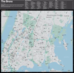 Mapa tur&iacute;stico del Bronx, Nueva York.