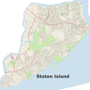 Plano de las calles de Staten Island, Nueva York.