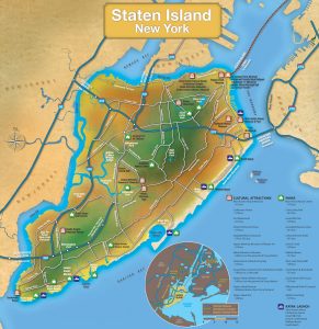 Mapa tur&iacute;stico del Staten Island, Nueva York.