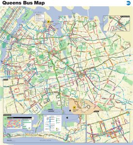 Plano de la red de autobuses de Queens, Nueva York.