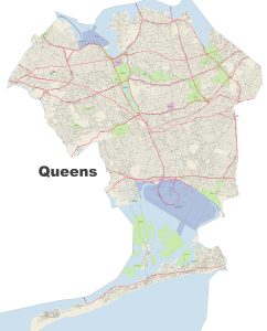 Plano de las calles de Queens, Nueva York.