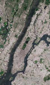 Imagen satelital de Manhattan 2018.