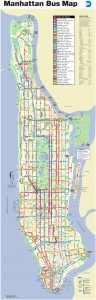 Plano de la red de autobuses de Manhattan, Nueva York.