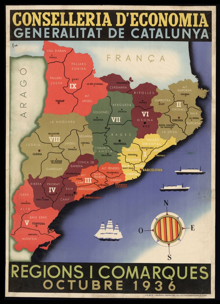Regions i comarques de Catalunya 1936.