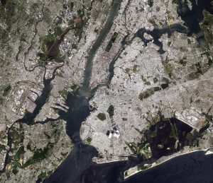 Imagen satelital mostrando parte de la ciudad de Nueva York