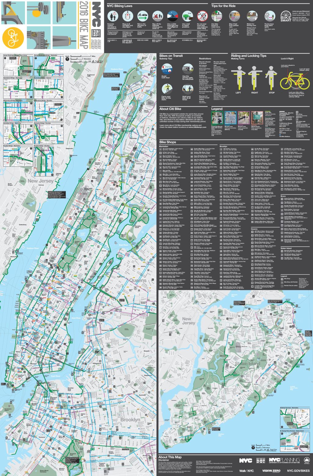 Plano de carriles bici de la ciudad de Nueva York.