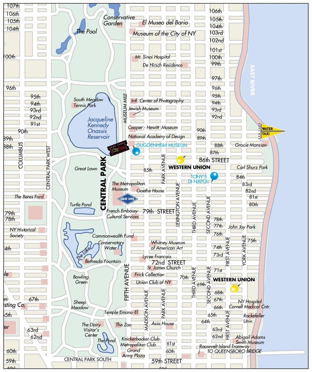 Plano del Upper East Side, Nueva York.