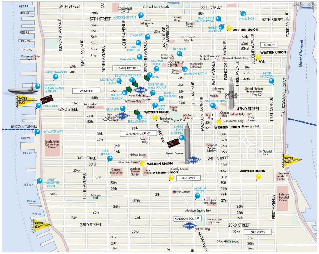 Plano del Medio Manhattan, Nueva York.