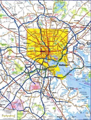 Mapa de Baltimore y sus alrededores