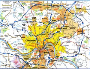 Mapa de Cincinnati y sus alrededores