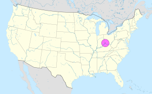 Mapa de ubicaci&oacute;n de la ciudad de Cincinnati.