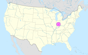 Mapa de ubicaci&oacute;n de la ciudad de Indian&aacute;polis.