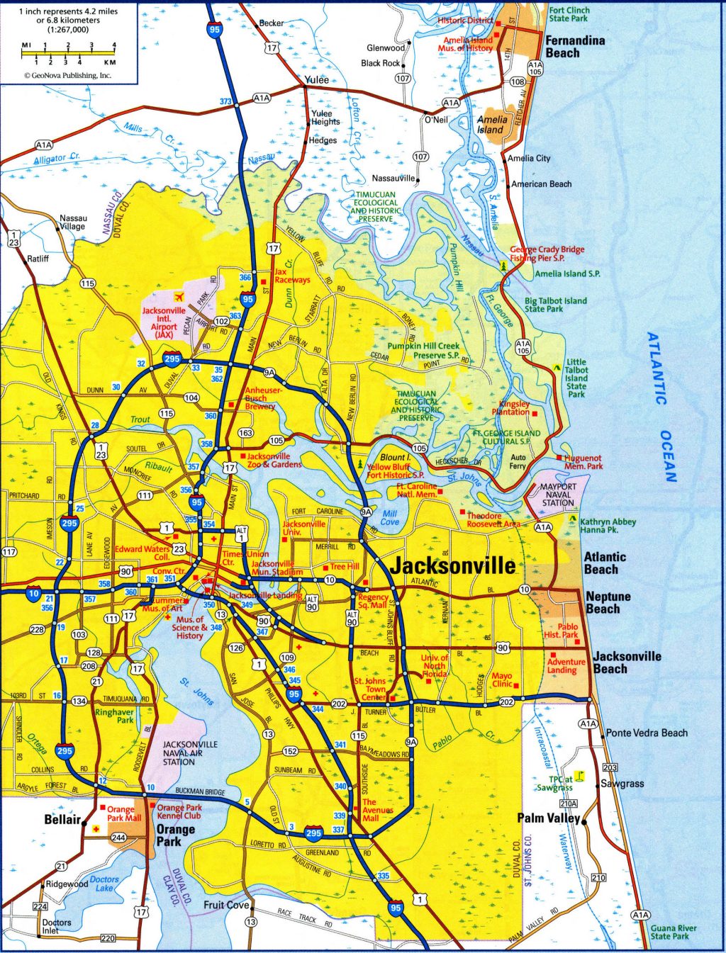 Plano de la ciudad de Jacksonville, Florida.