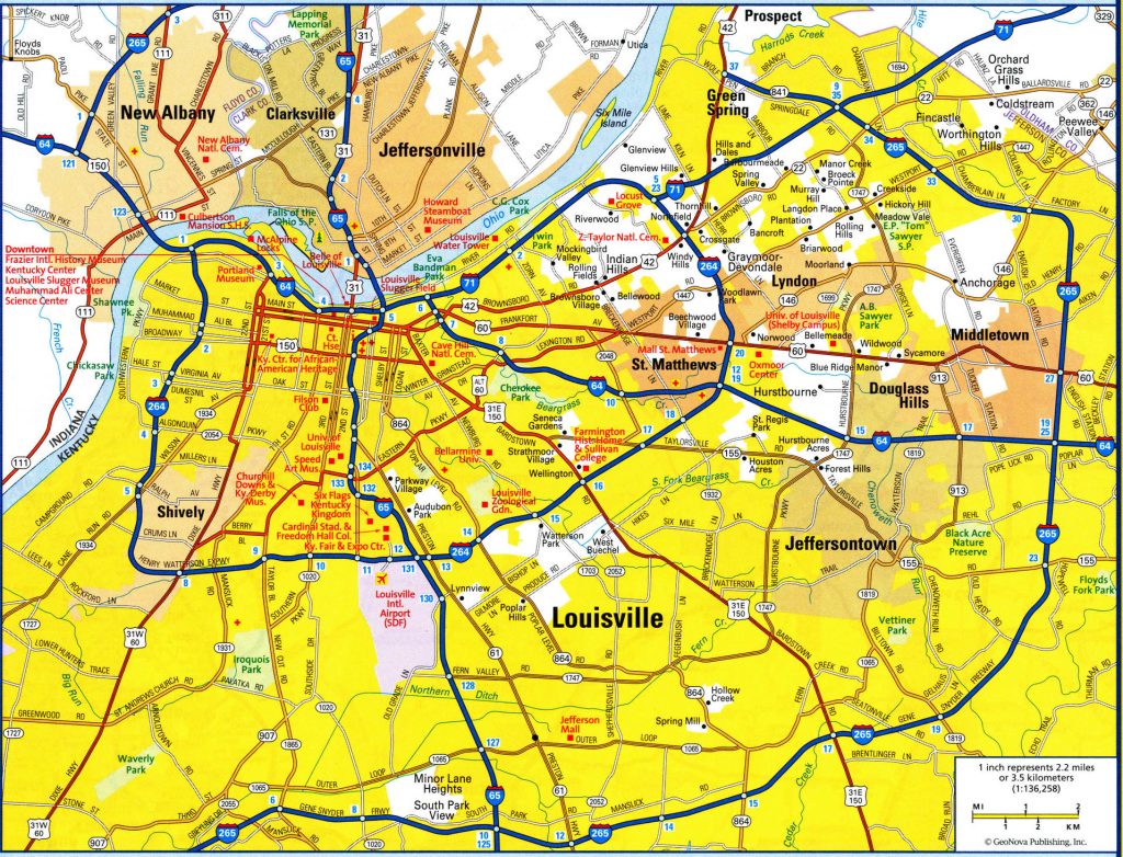 Plano de la ciudad de Louisville, Kentucky.