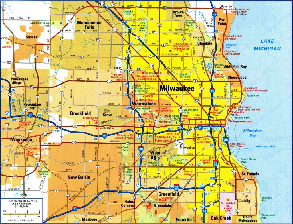 Plano de la ciudad de Milwaukee, Wisconsin.