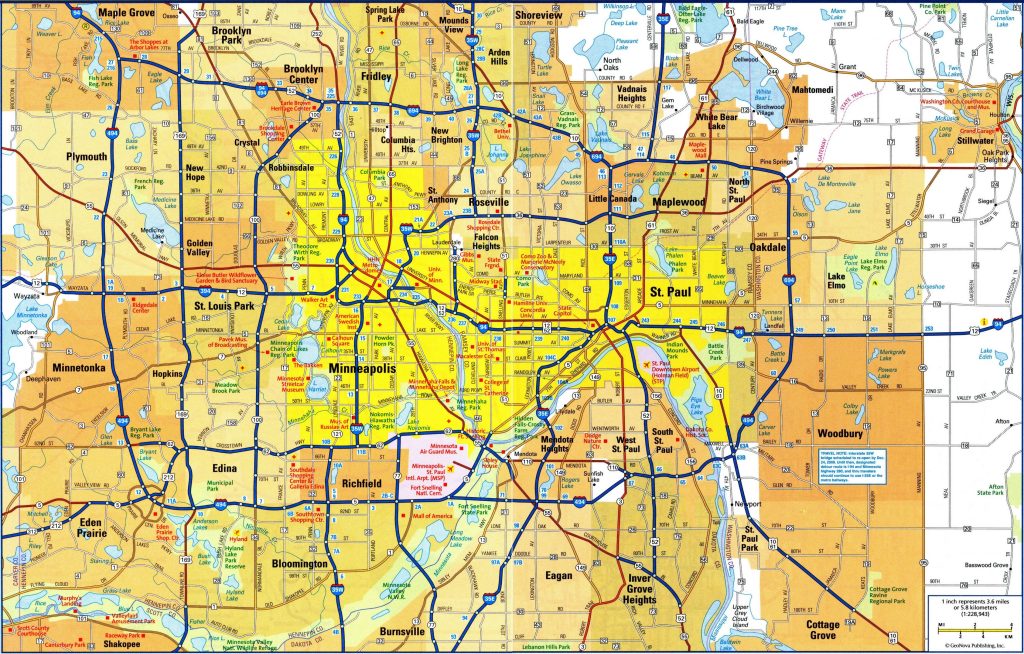 Mapa del &Aacute;rea metropolitana de Minneapolis-Saint Paul.