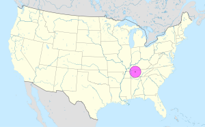 Mapa de ubicaci&oacute;n de la ciudad de Nashville.