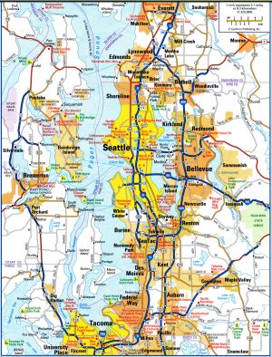 Mapa de Seattle y sus alrededores