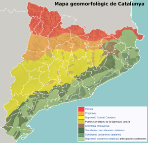 Mapa geomorfológico de Cataluña.