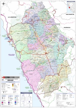 Mapa de carreteras del departamento de &Aacute;ncash