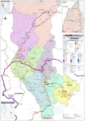 Mapa de carreteras del departamento de Amazonas, Per&uacute;