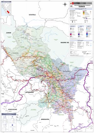 Mapa de carreteras del departamento del Cuzco