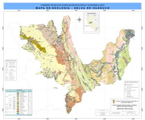 Mapa geol&oacute;gico del departamento de Hu&aacute;nuco
