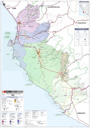 Mapa de carreteras del departamento de Ica