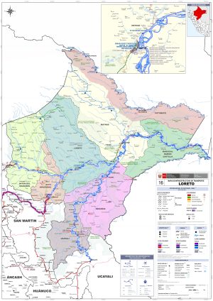 Mapa de carreteras del departamento de Loreto