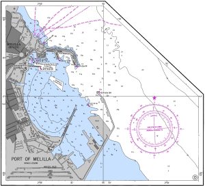 Carta náutica del puerto de Melilla