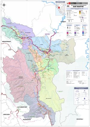 Mapa de carreteras del departamento de San Mart&iacute;n