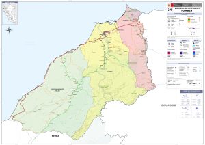 Mapa de carreteras del departamento de Tumbes