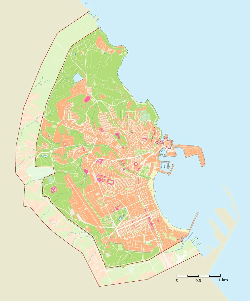 Mapa mudo de Melilla.