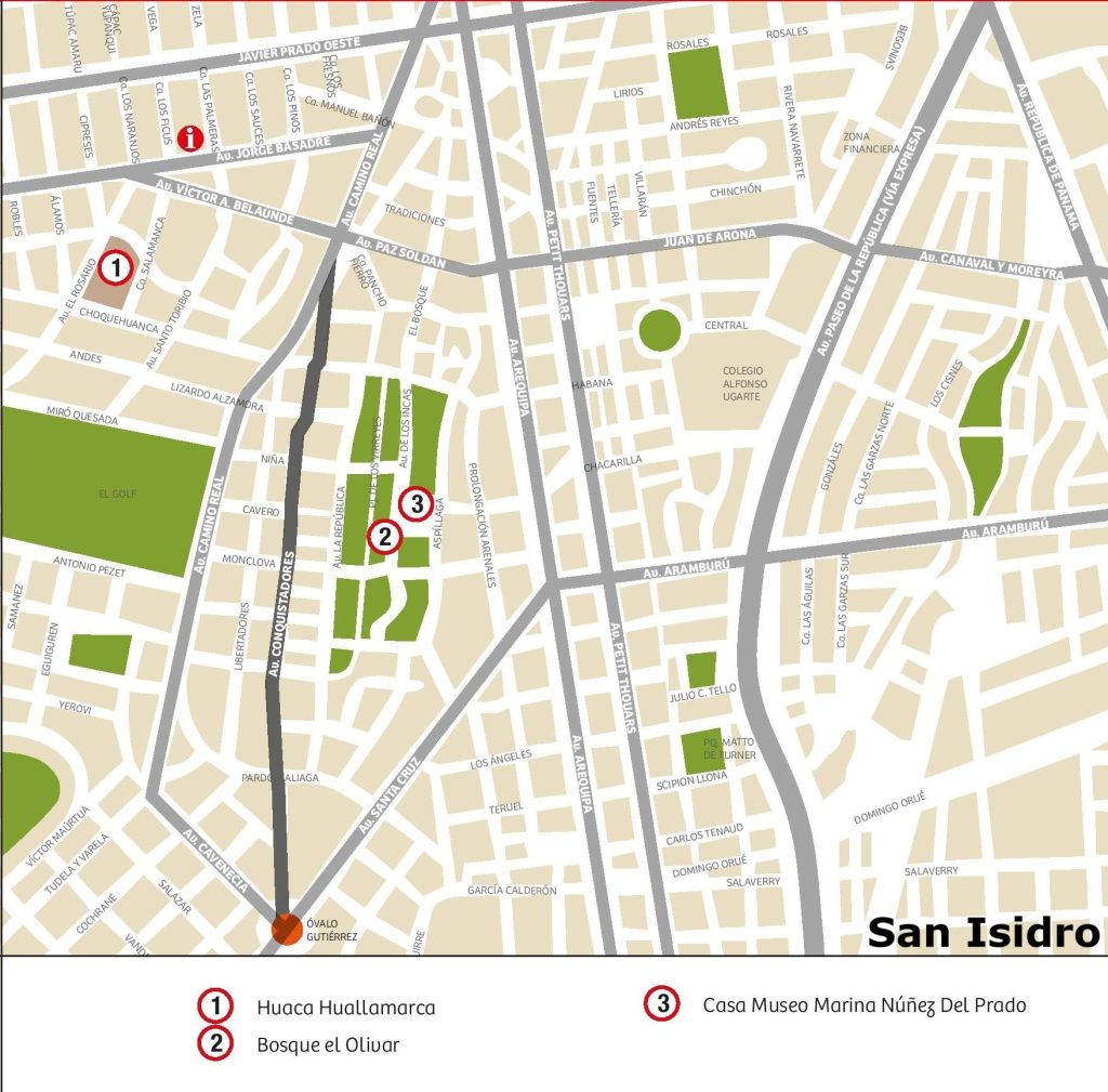 Plano del distrito de San Isidro en Lima.