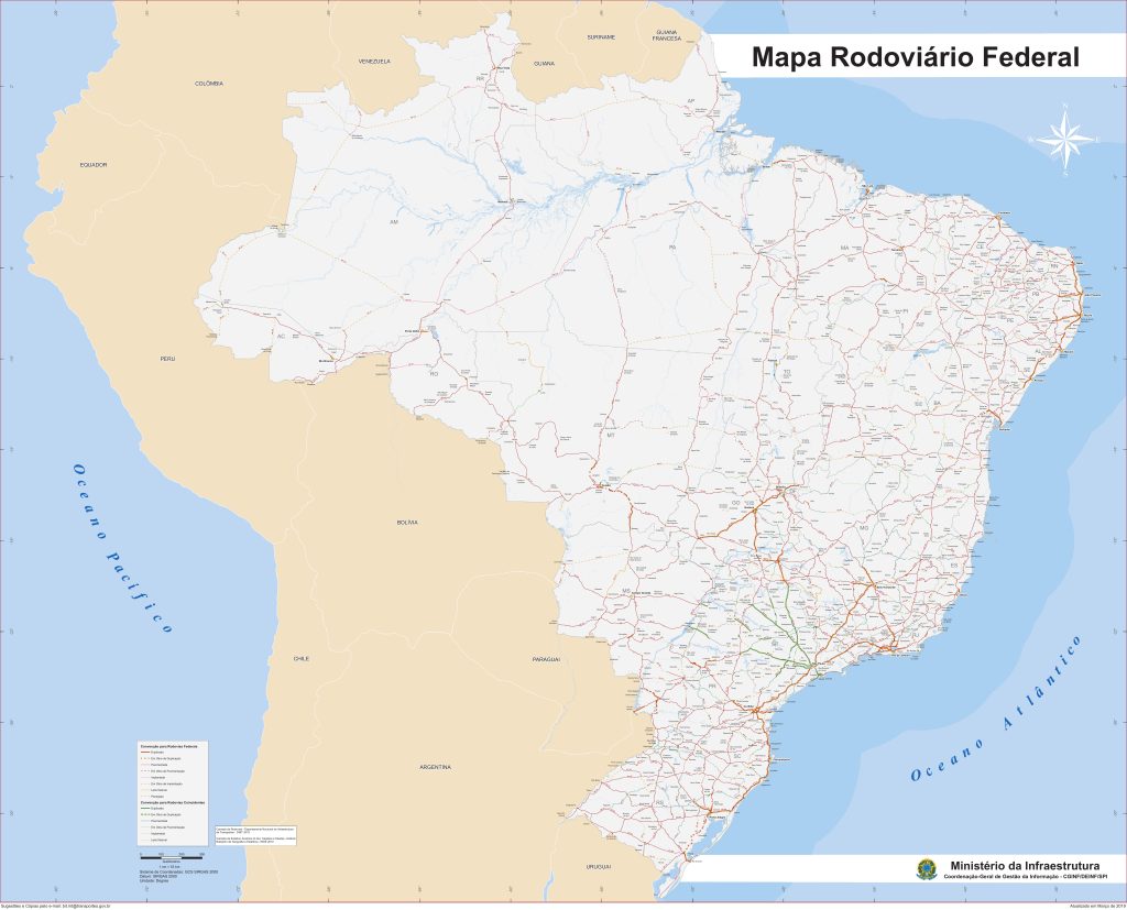 Mapa de carreteras federales en Brasil.