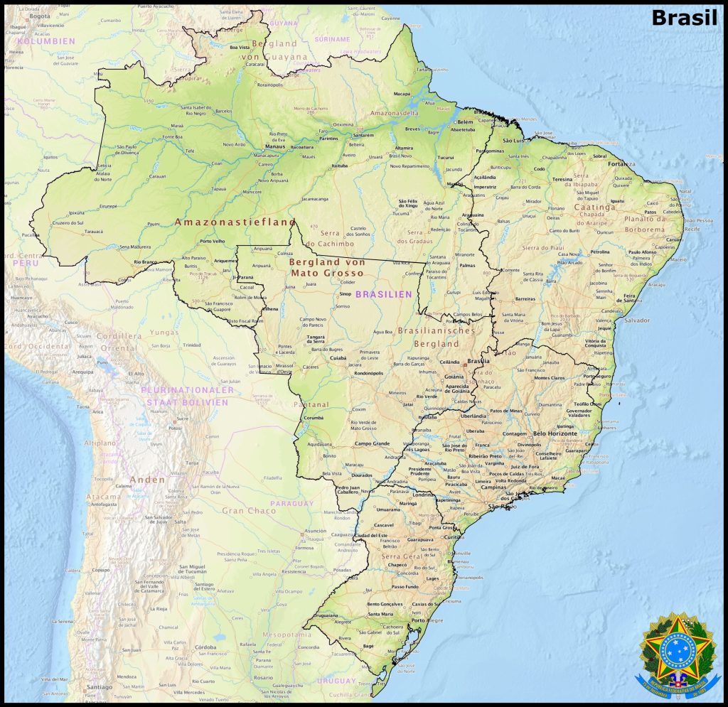Mapa de las principales ciudades de Brasil.