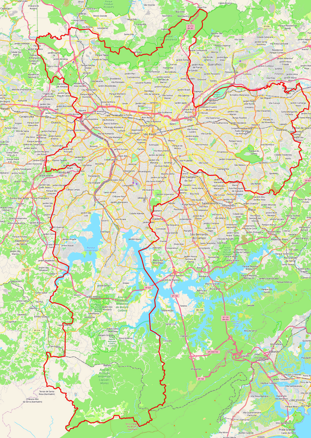 Plano de la ciudad de S&atilde;o Paulo, Brasil.