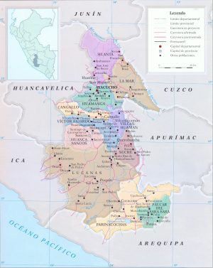 Mapa del departamento de Ayacucho