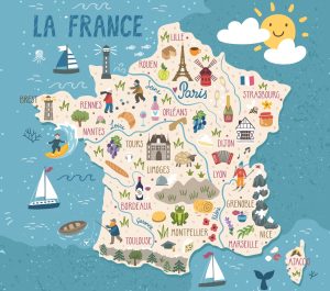 Mapa tur&iacute;stico pict&oacute;rico de Francia