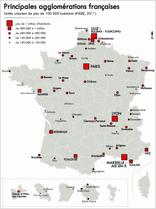 Principales &aacute;reas urbanas francesas.