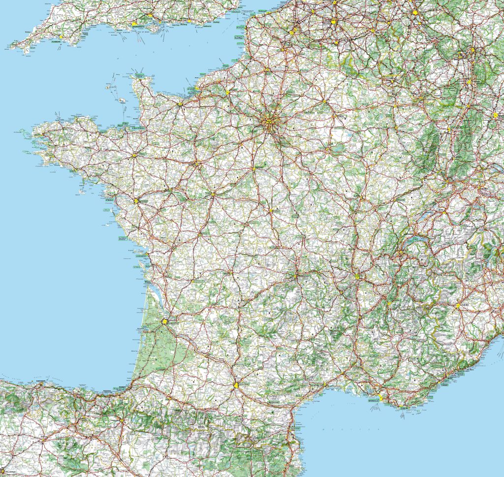 Mapa de carreteras de Francia.
