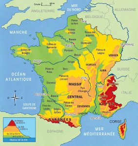 Principales cadenas monta&ntilde;osas de Francia.