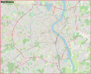 Plano de la ciudad de Burdeos, Francia