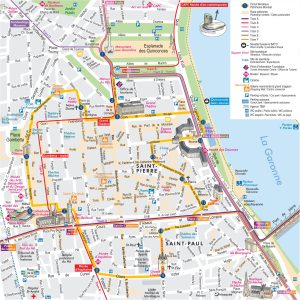 Plano del centro de la ciudad de Burdeos