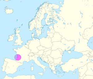 Mapa de ubicaci&oacute;n de la ciudad de Burdeos en Europa.