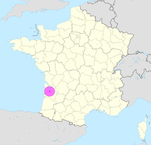 Mapa de ubicaci&oacute;n de la ciudad de Burdeos en Francia.