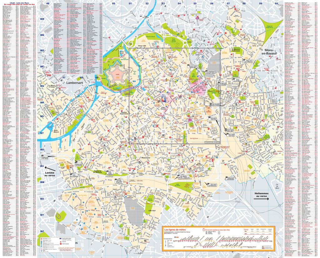 Plano de la ciudad de Lille, Francia.