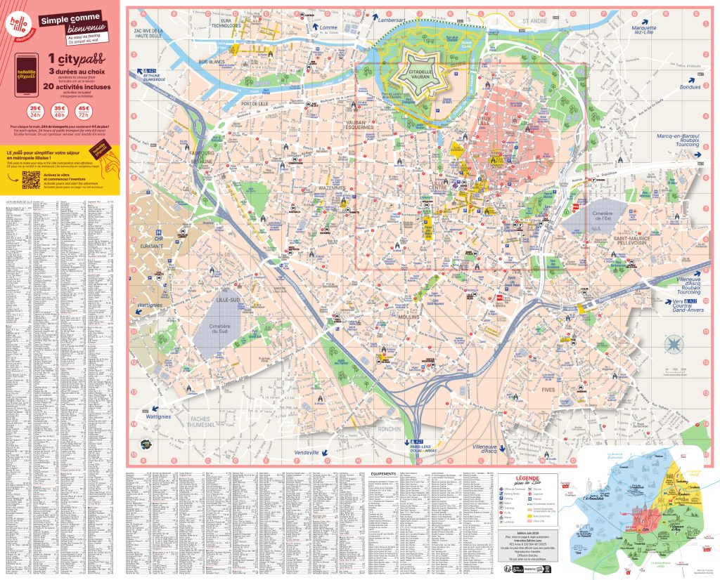 Mapa tur&iacute;stico de la ciudad de Lille.