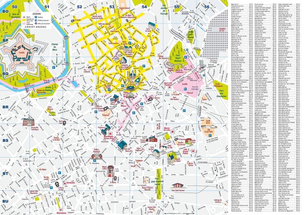 Plano del centro de la ciudad de Lille.