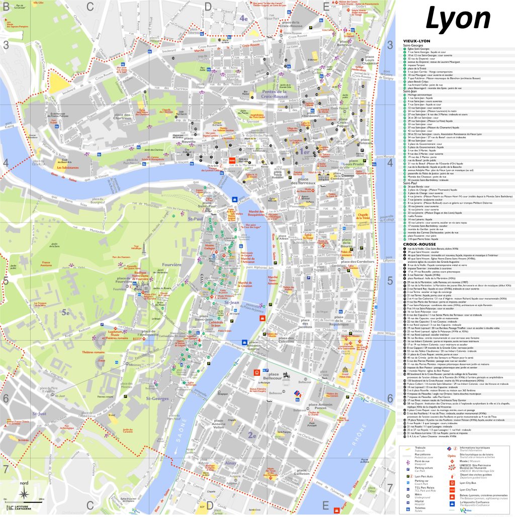 Plano del Vieux Lyon y la Presqu'&icirc;le.